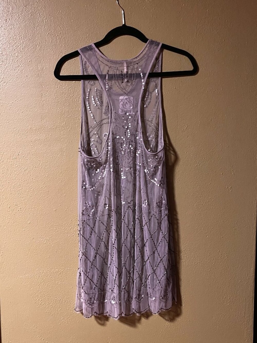 Intimately Free People Gray Sequin Beaded Mesh Sleeveless Dress Size L - Picture 2 of 9